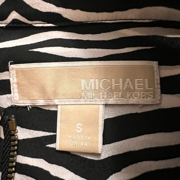 Michael Kors Full Zip Zebra Print Long Sleeve Top/Blouse Women's S - Picture 8 of 10